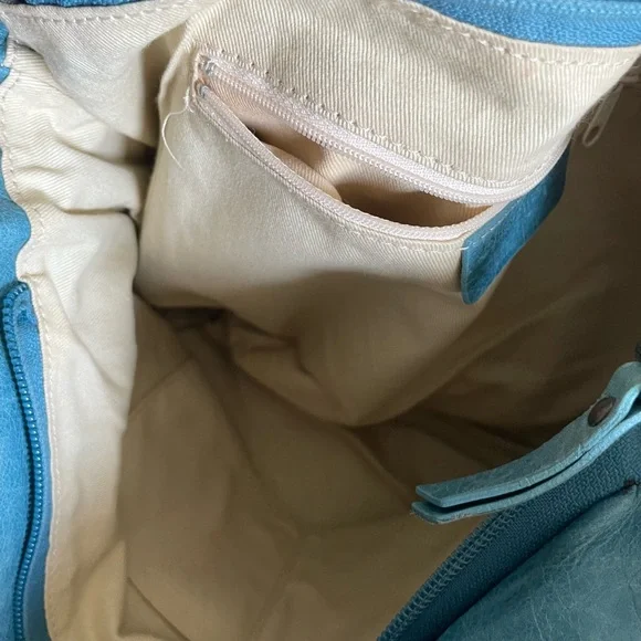 Teal Leather Bow-Front Shoulder Bag - Picture 7 of 10